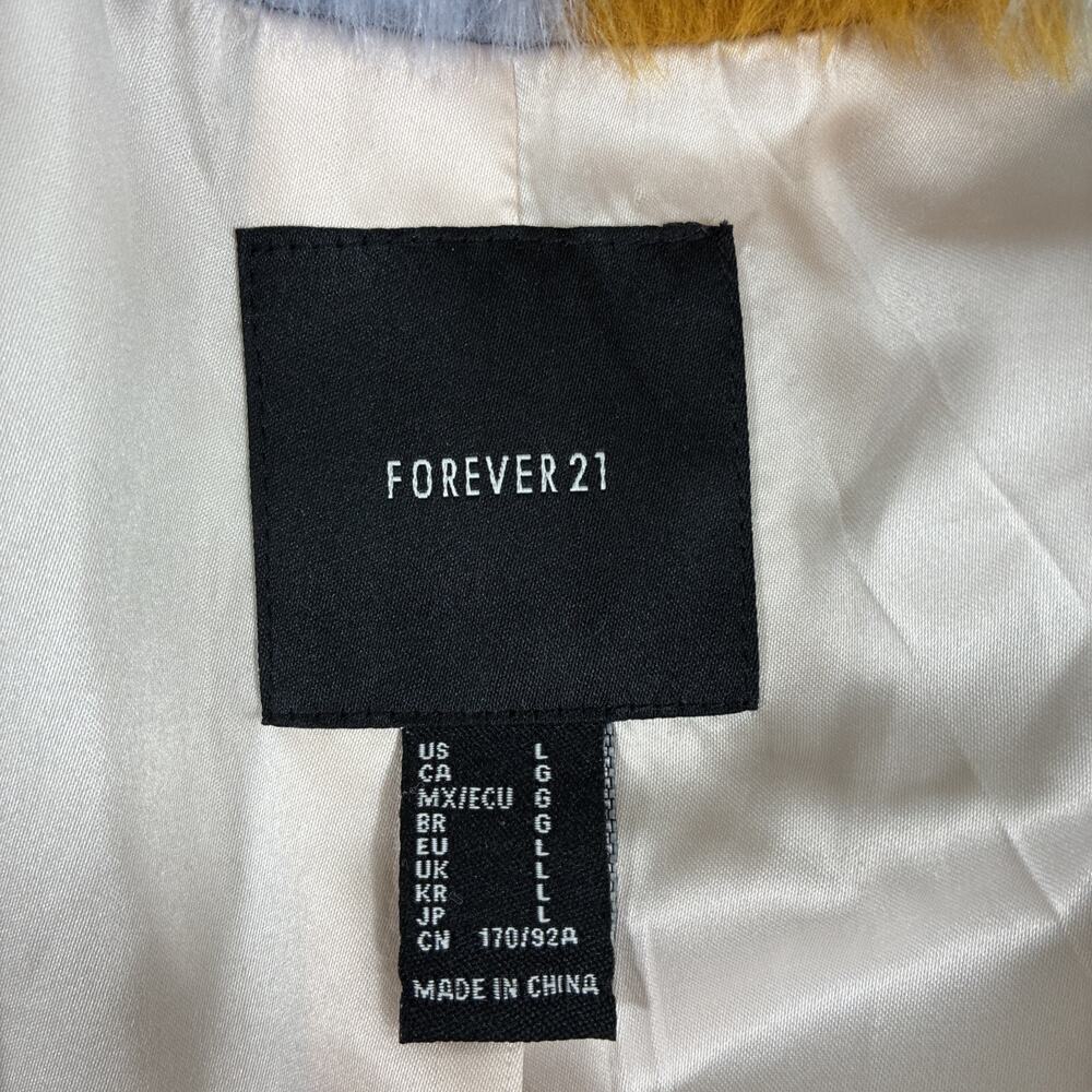Forever 21 BarbieCore Trippy Faux Fur Rainbow Colorful Festival Rave Jacket Lg - Picture 8 of 14